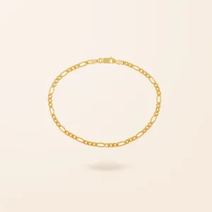 10K Gold Figaro Chain Bracelet