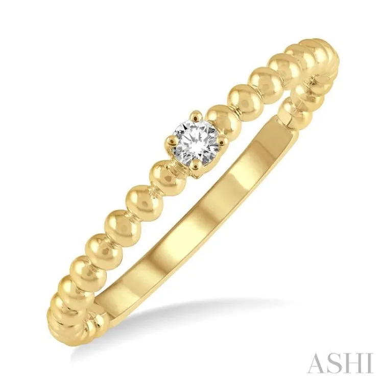 1/20 Ctw Ball Bead Shank Round Cut Diamond Petite Promise Ring in 10K Yellow Gold