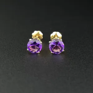 14K Gold 1.07 CTW Natural Amethyst Post Stud Earrings