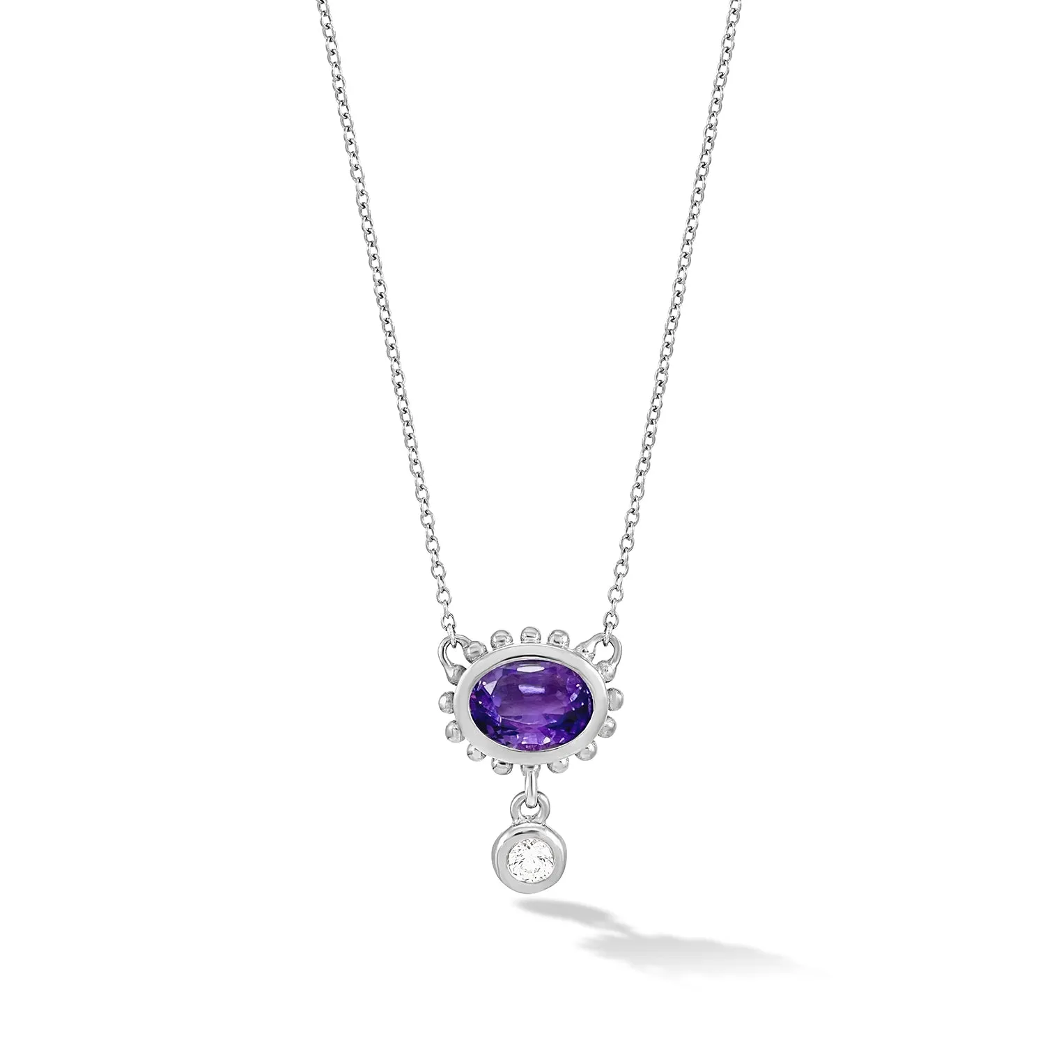 14k Gold Anemone Pendant with Amethyst & Diamond