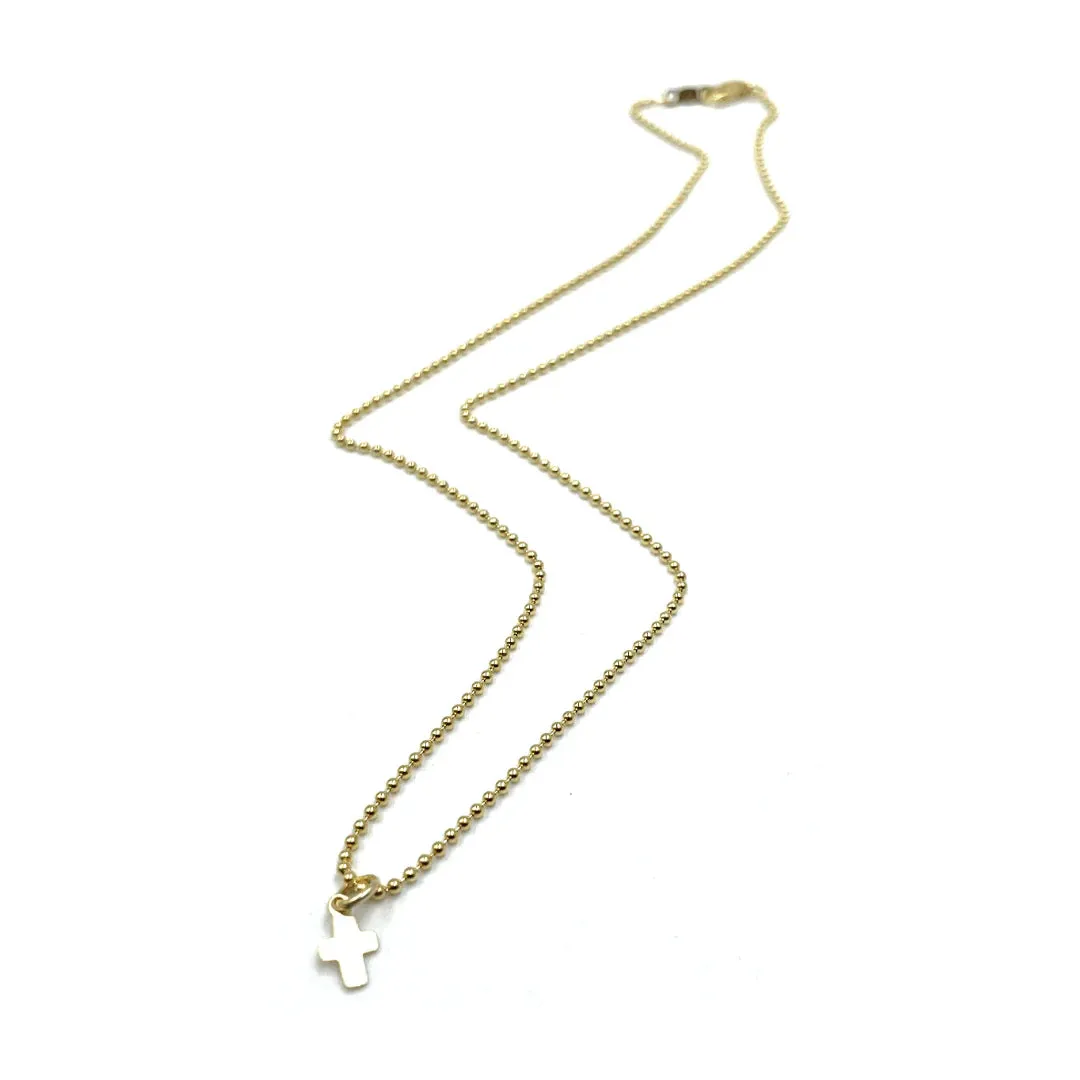 14K GOLD FILLED 15" BABY BLISS NECKLACE WITH LUXE CROSS- WATERPROOF!