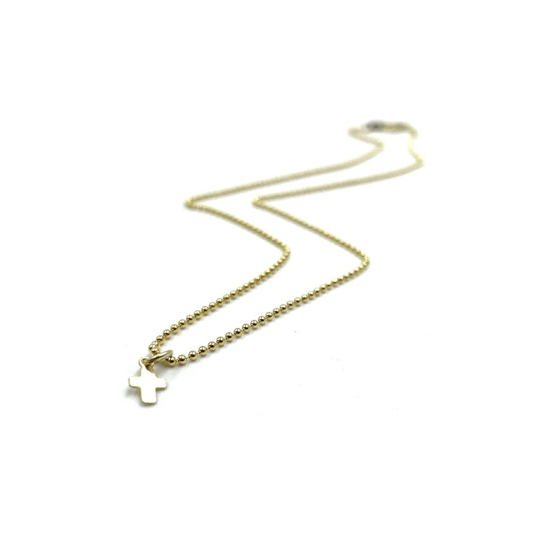 14K GOLD FILLED 15" BABY BLISS NECKLACE WITH LUXE CROSS- WATERPROOF!