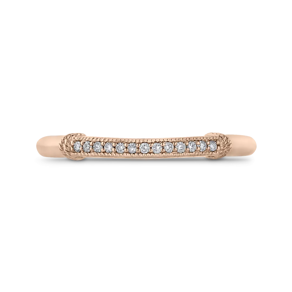 14K Rose Gold Round Diamond Wedding Band