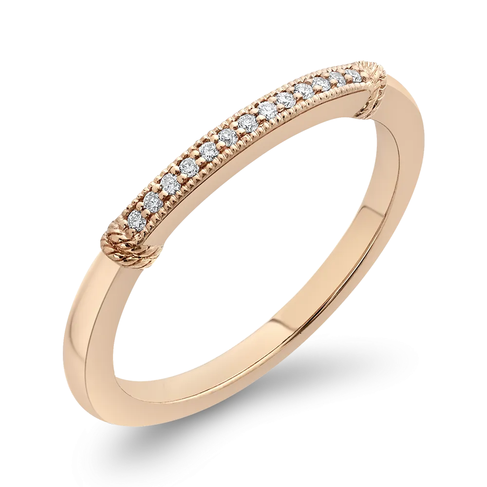 14K Rose Gold Round Diamond Wedding Band