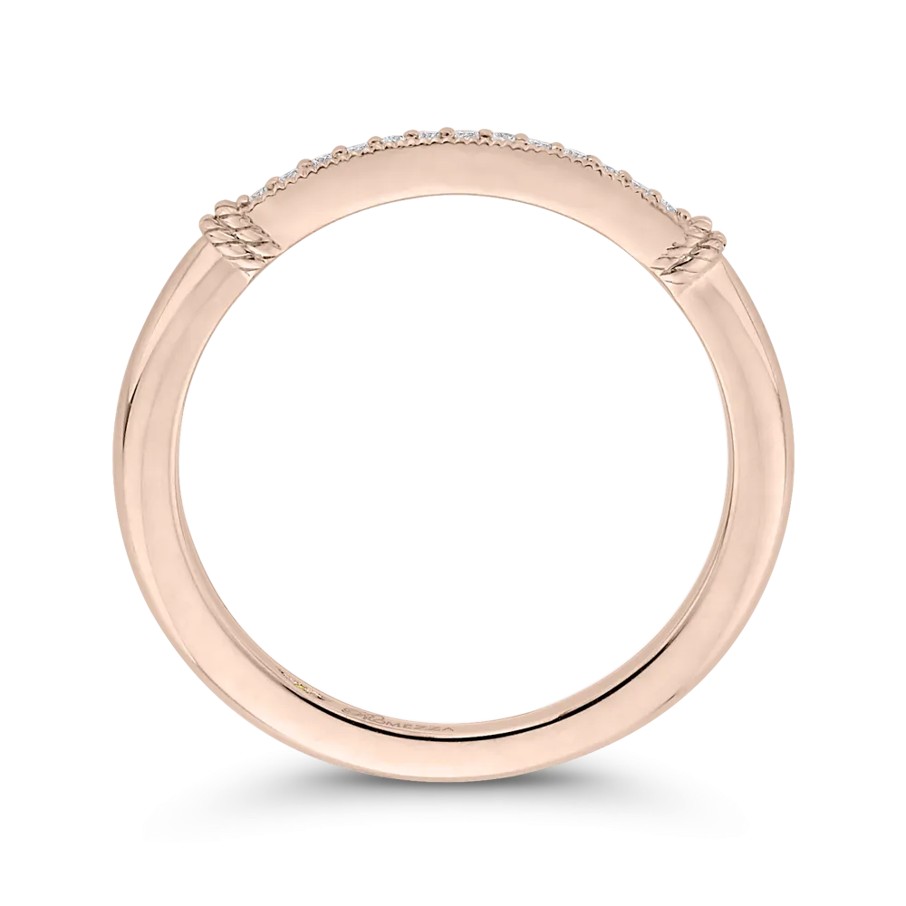 14K Rose Gold Round Diamond Wedding Band