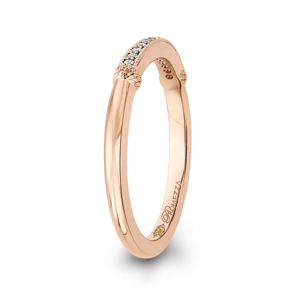 14K Rose Gold Round Diamond Wedding Band