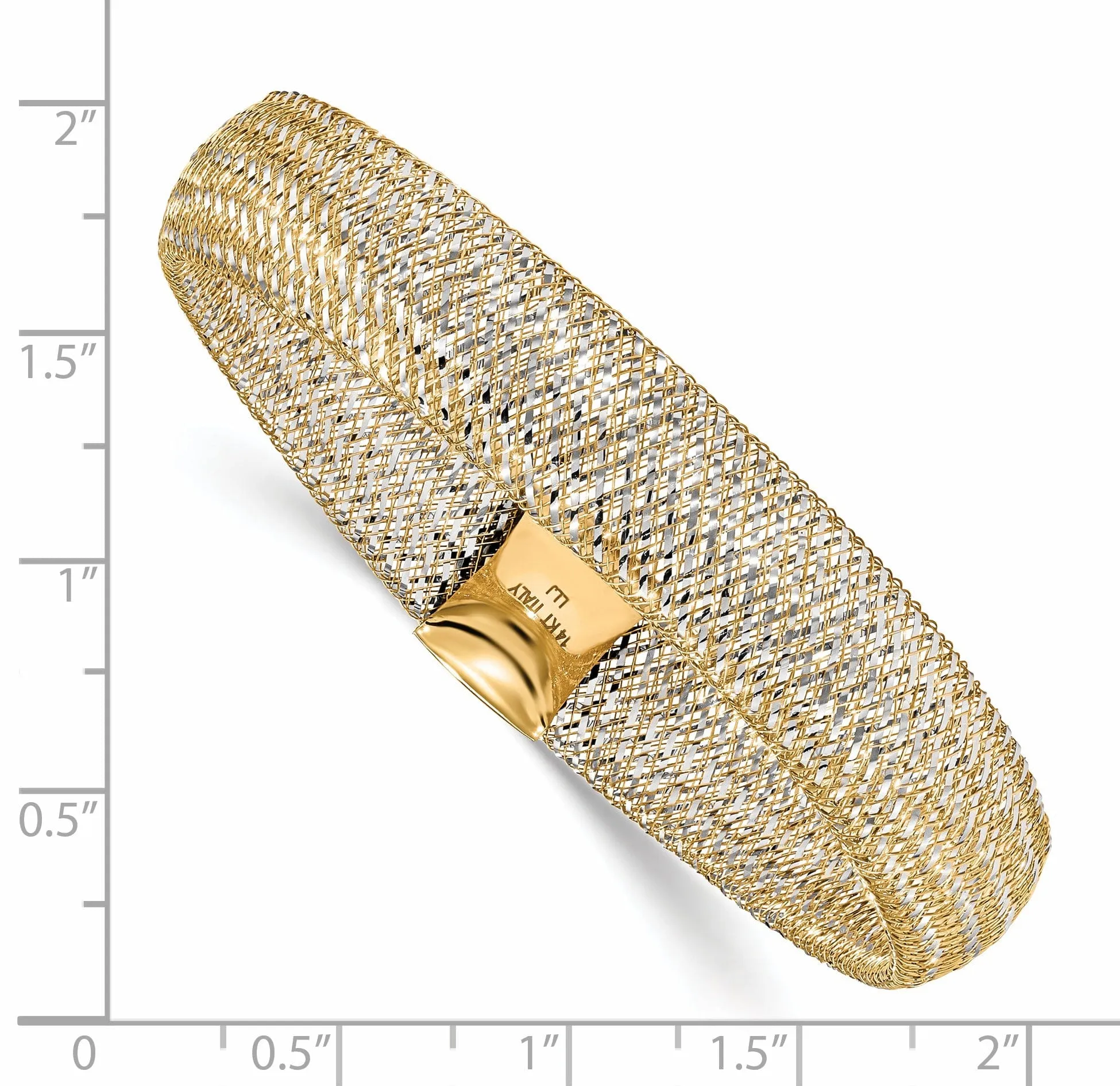 14k Two Tone Gold Polished Mesh Bracelet