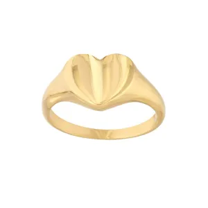 14K Yellow Gold Signet Mini Heart Ring