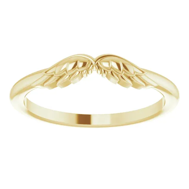 14K Yellow Gold Stackable Angel Wings Ring