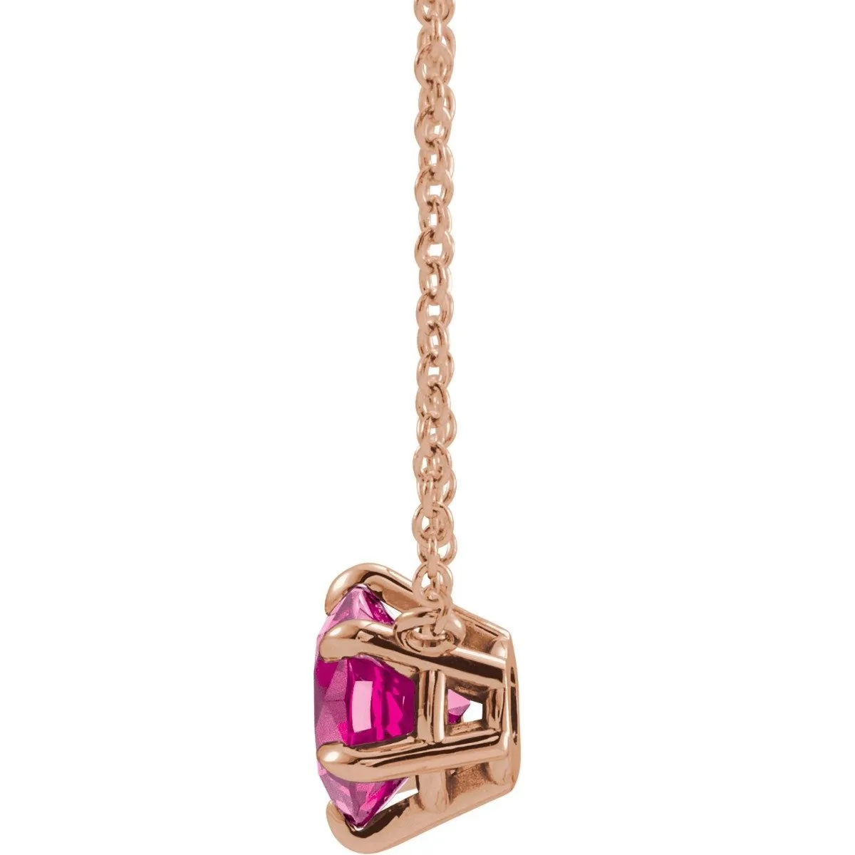 14KT GOLD 0.55 CT PINK TOURMALINE SOLITAIRE NECKLACE