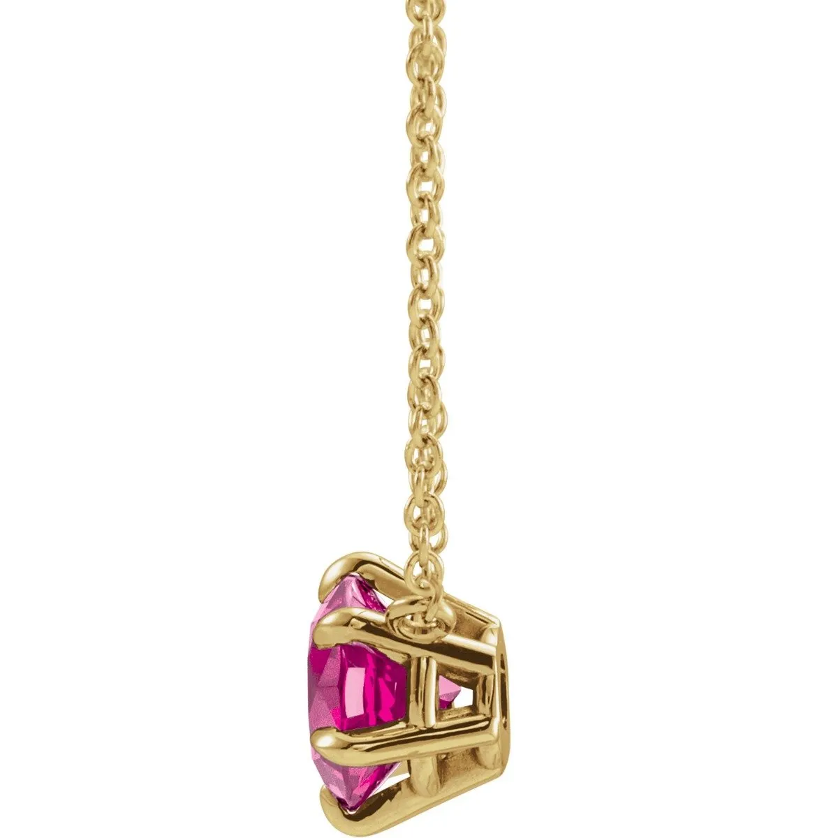 14KT GOLD 0.55 CT PINK TOURMALINE SOLITAIRE NECKLACE