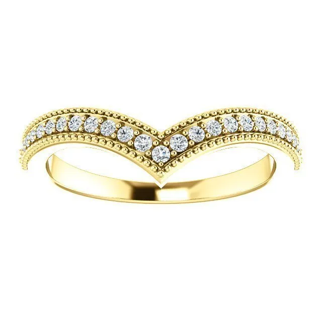 14KT Gold 1/6 CTW Diamond Stackable "V" Ring