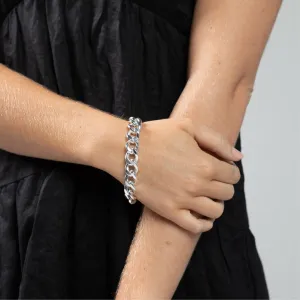 17MM OVAL DIAMOND CUT CURB BRACELET