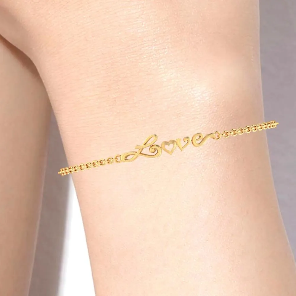 18k 'love' Word Gold Bracelets