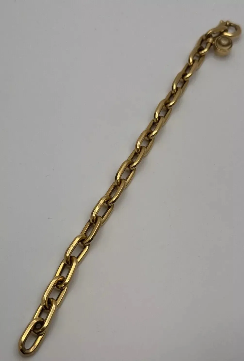 18k Yellow Gold Chain Link Bracelet With Citrine charm Made By Effy 8 Inch