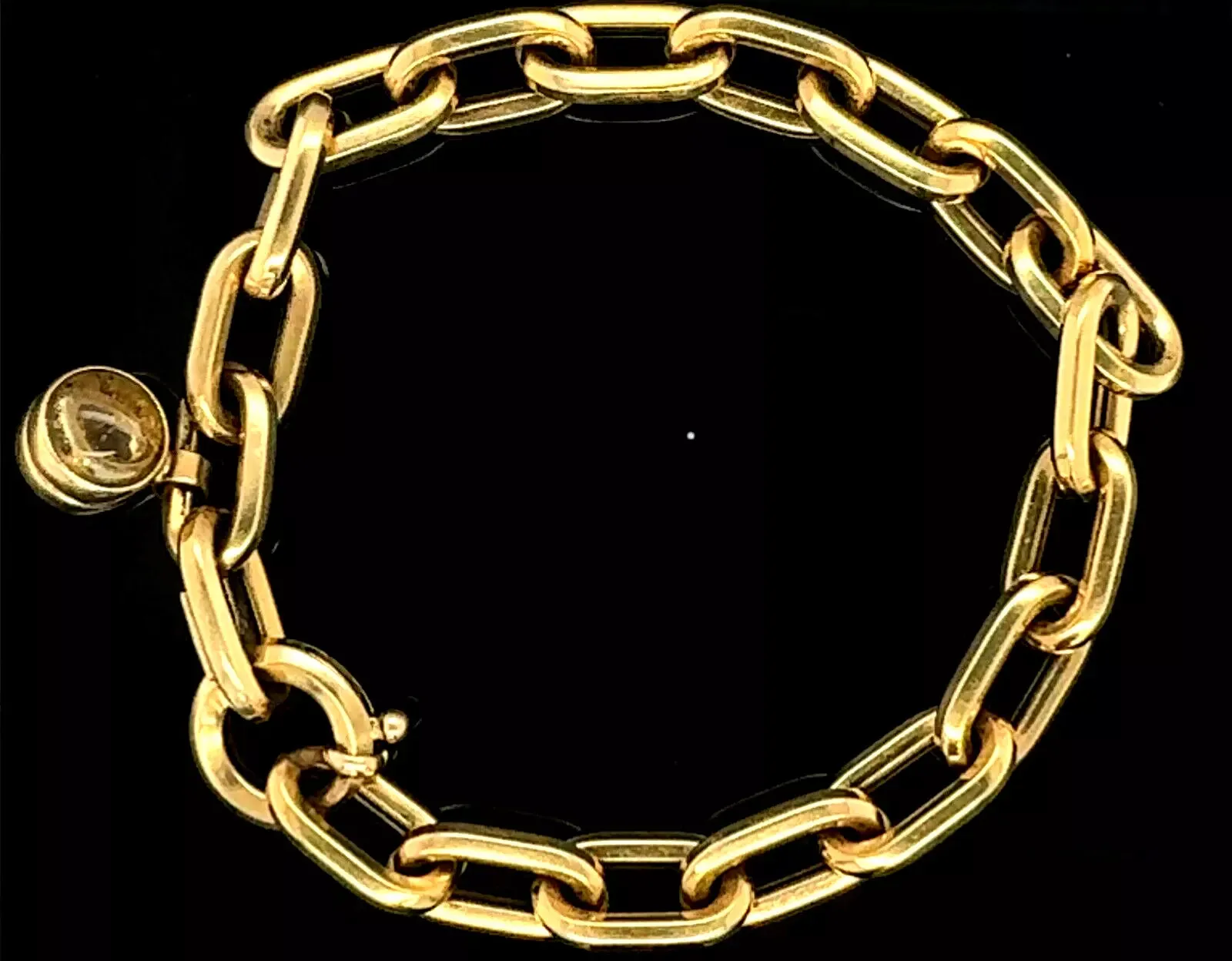 18k Yellow Gold Chain Link Bracelet With Citrine charm Made By Effy 8 Inch