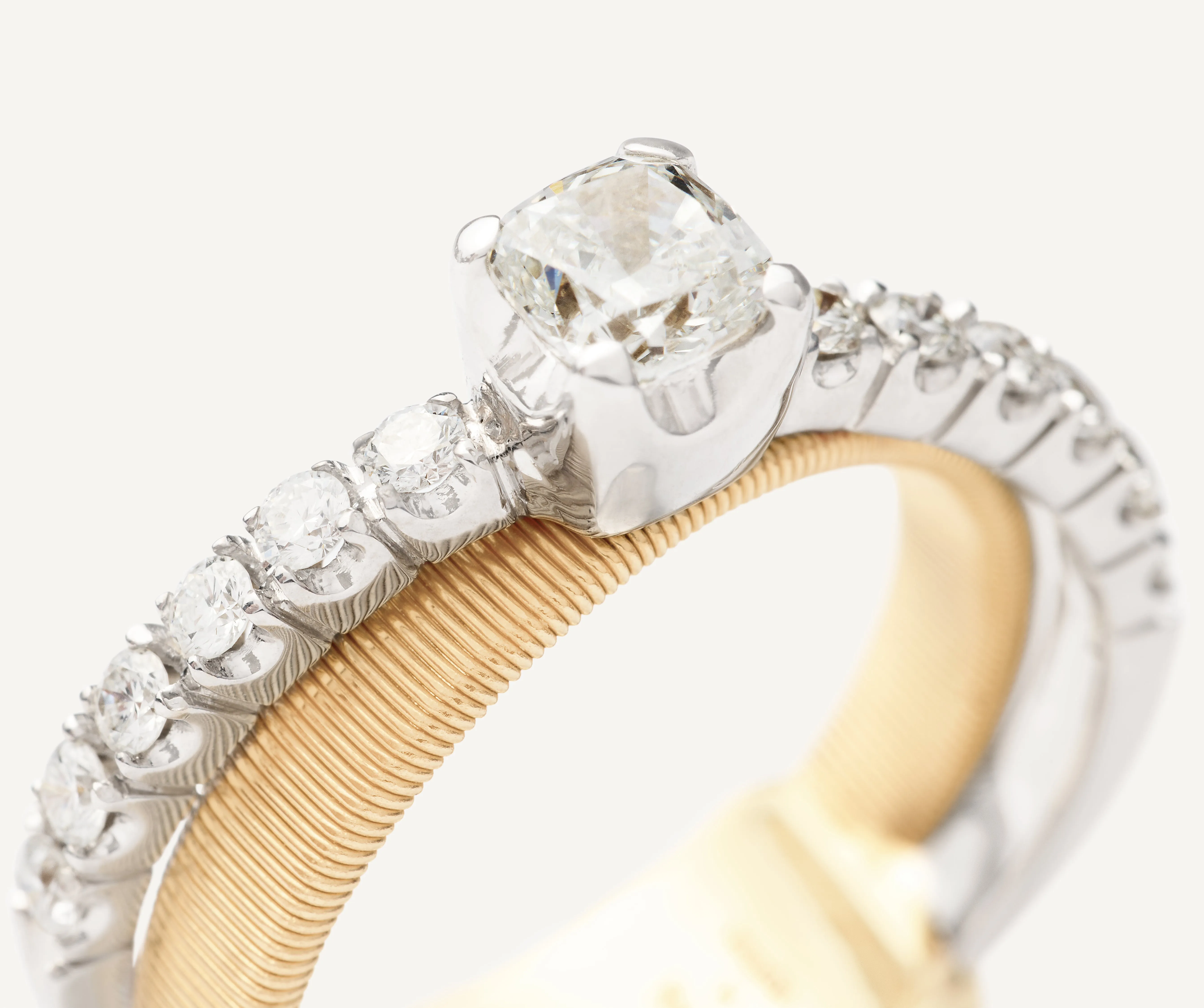 18K Yellow Gold Double-Band Ring With .5 CT Diamond