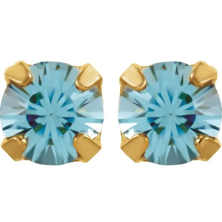 24K Gold-Plated Stainless Steel Imitation Aquamarine Inverness® Piercing Earrings