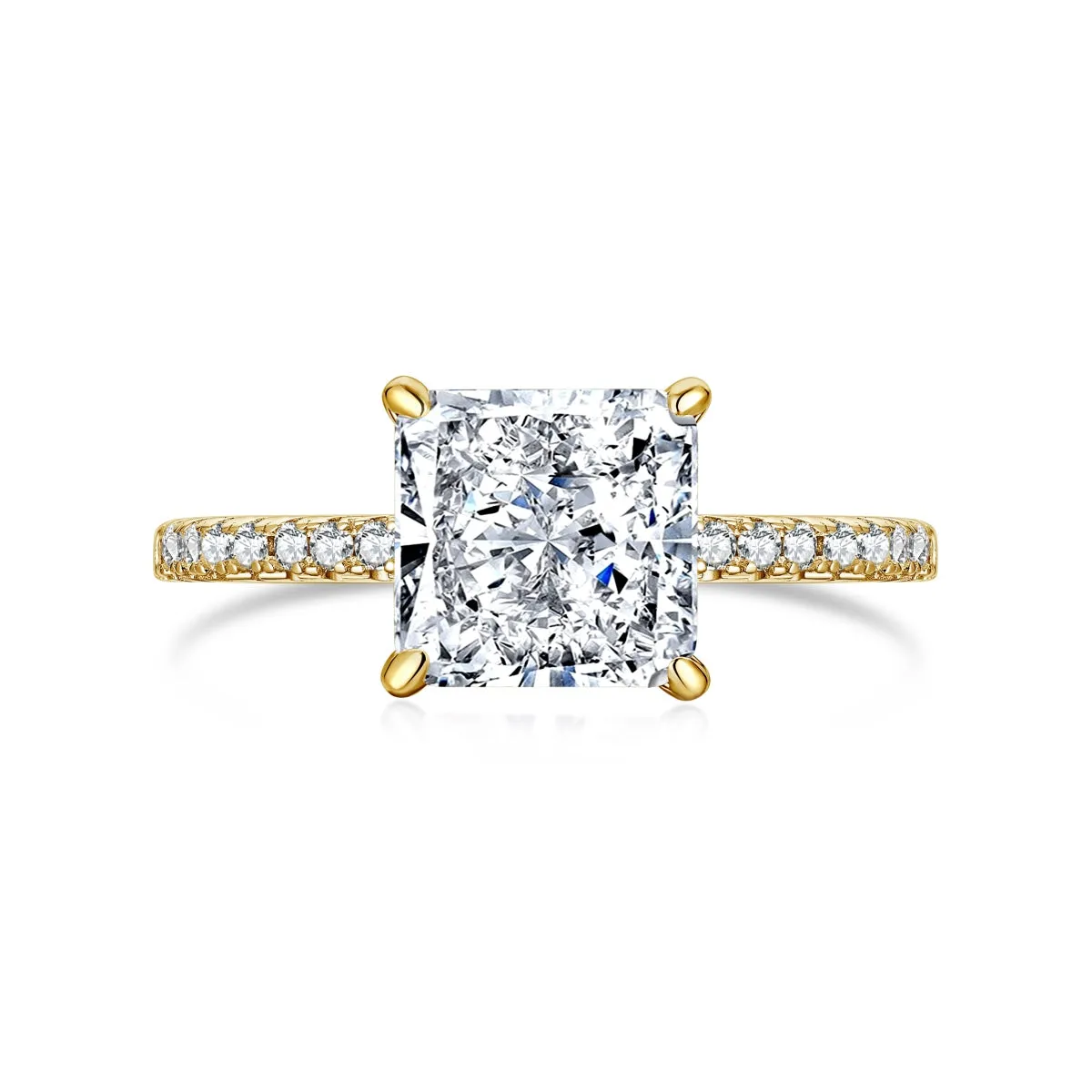 3 Carat Solitaire Square Radiant Cut Engagement Ring - Gold