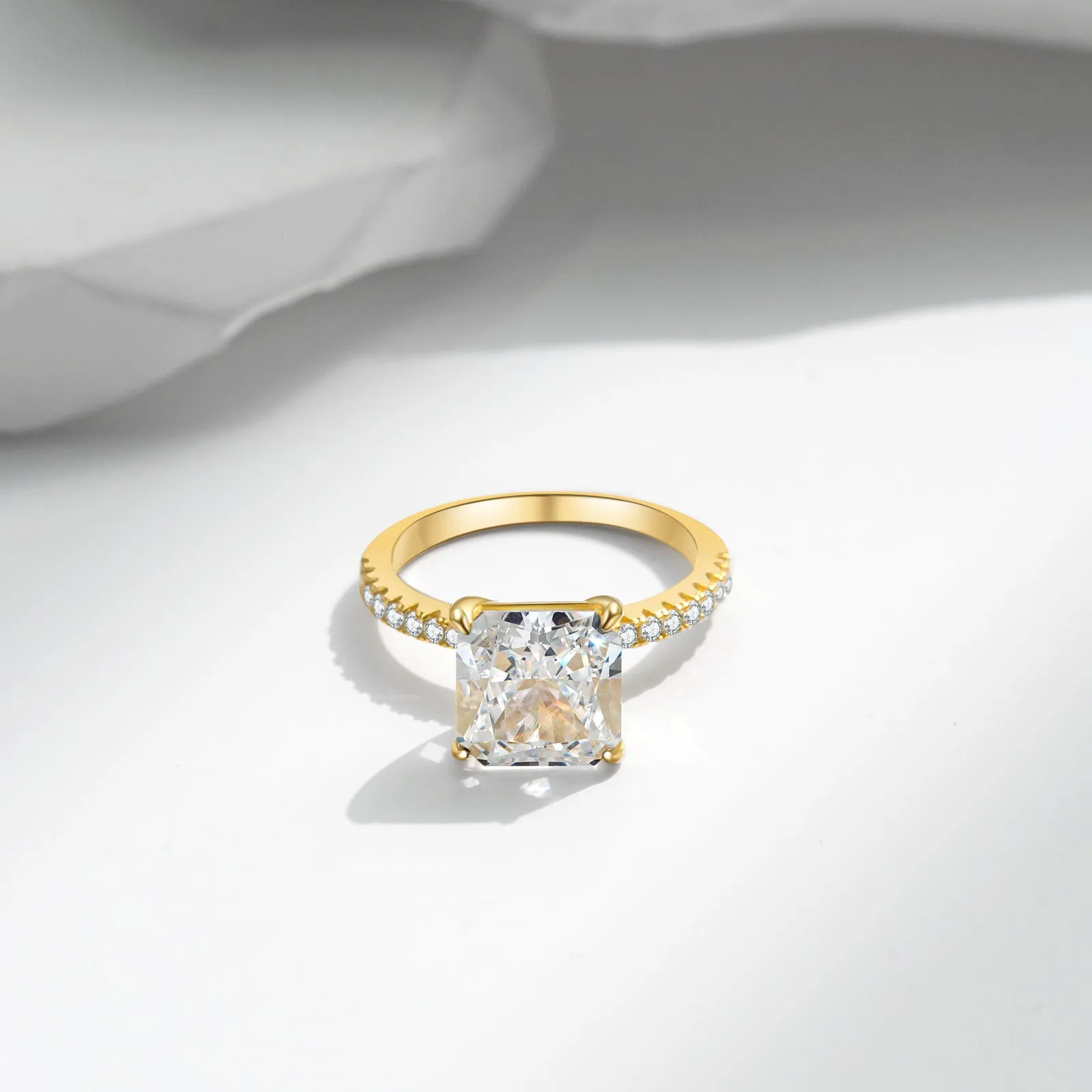 3 Carat Solitaire Square Radiant Cut Engagement Ring - Gold