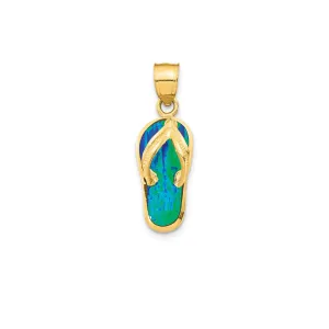 3-D Blue Opal Flip Flop Pendant (14K)