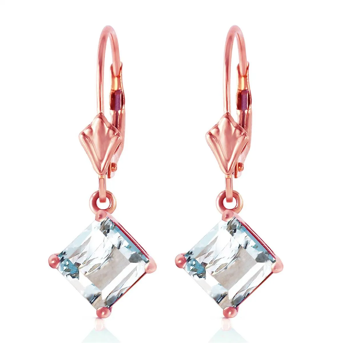 3.2 Carat 14K Solid Rose Gold Aquamarine Simplicity Earrings