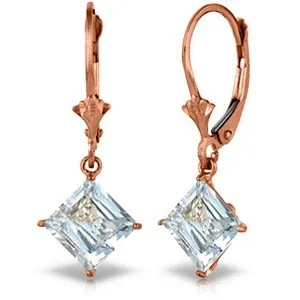 3.2 Carat 14K Solid Rose Gold Aquamarine Simplicity Earrings