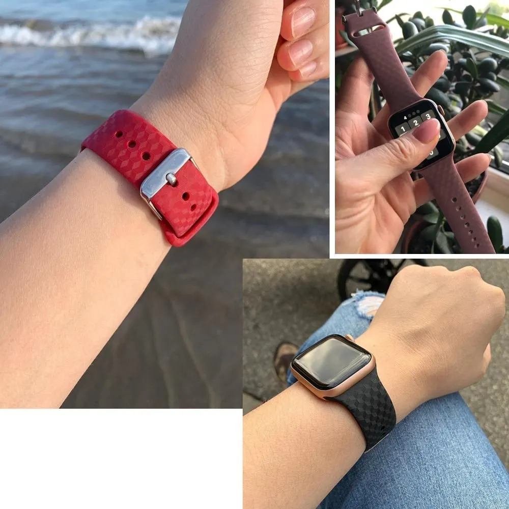 3D Texture Strap Series 7 6 5 4 Sport Silicone Belt Bracelet iWatch