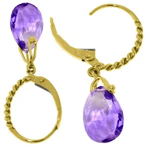 6 Carat 14K Solid Yellow Gold Aphrodite Amethyst Earrings