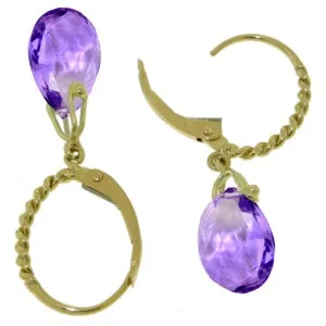 6 Carat 14K Solid Yellow Gold Aphrodite Amethyst Earrings