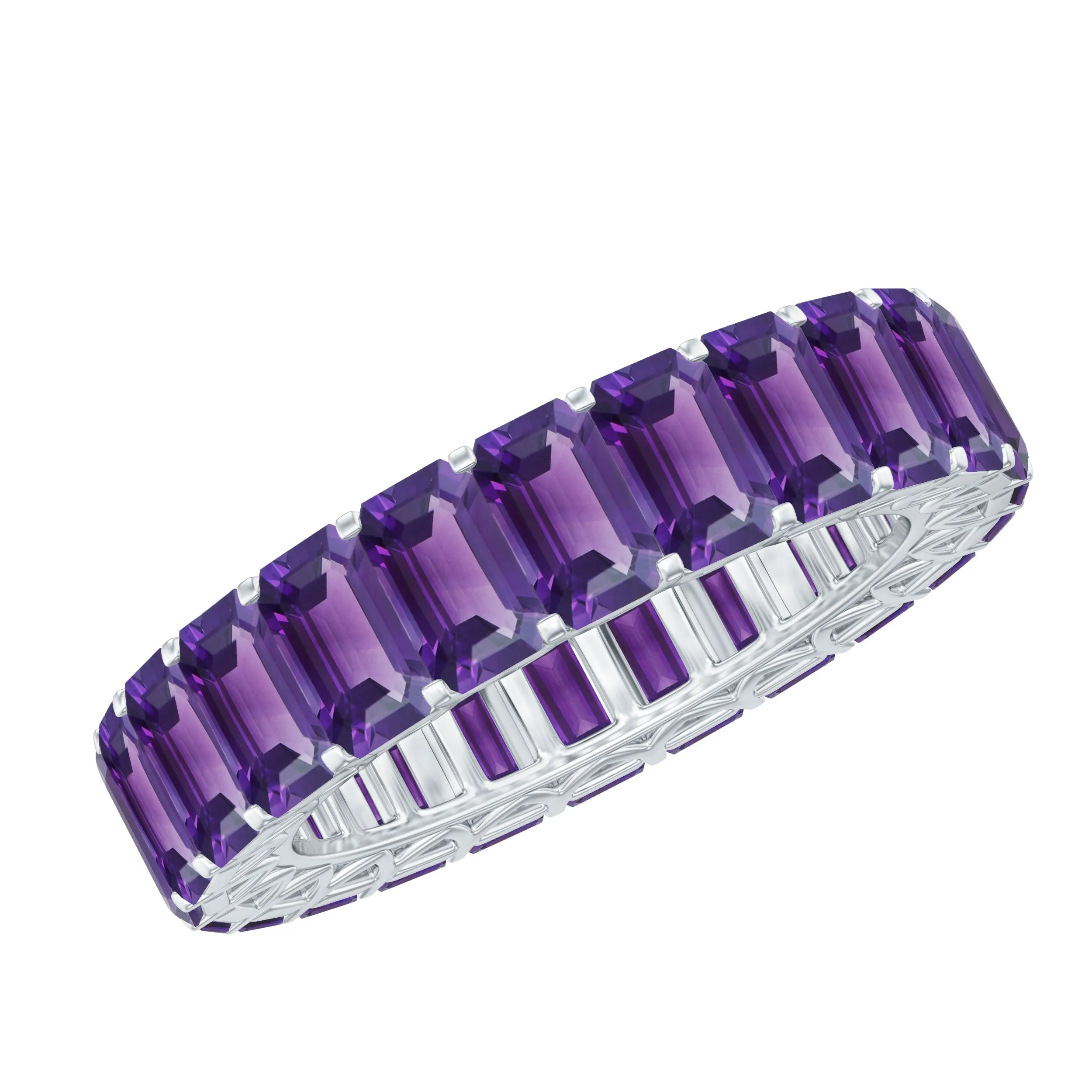 6.75 CT Octagon Cut Amethyst Eternity Ring in Gold