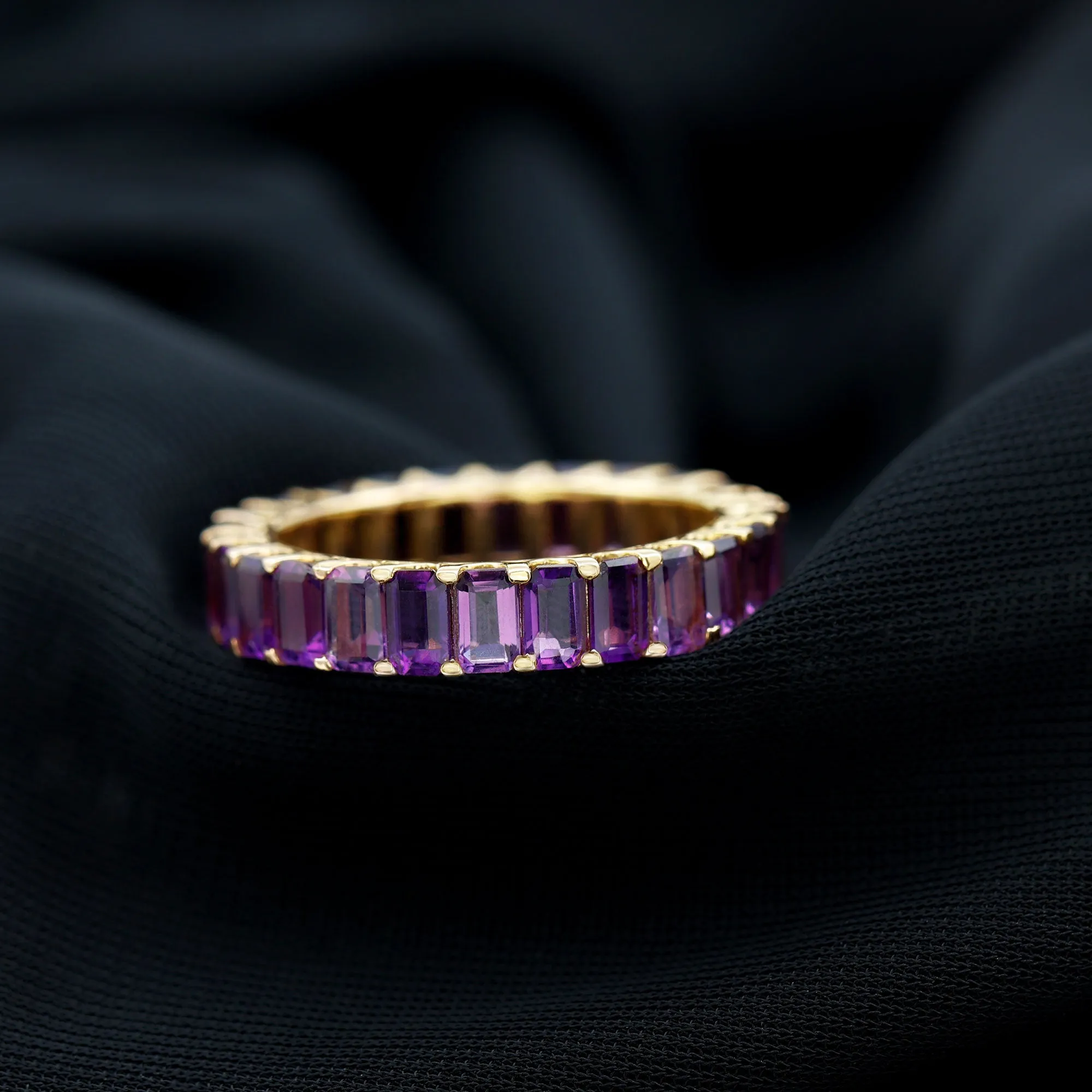 6.75 CT Octagon Cut Amethyst Eternity Ring in Gold