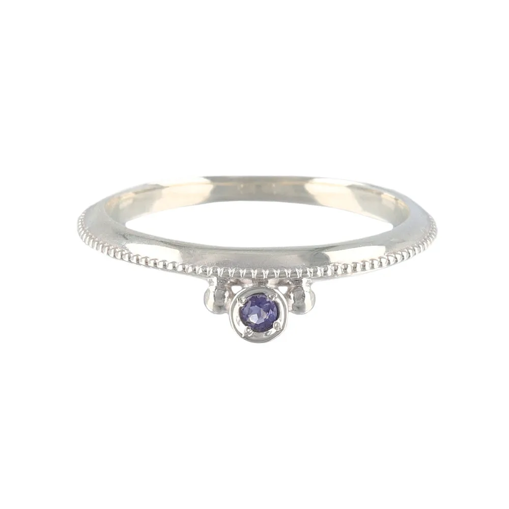 925 Silver Iolite Textured Ring