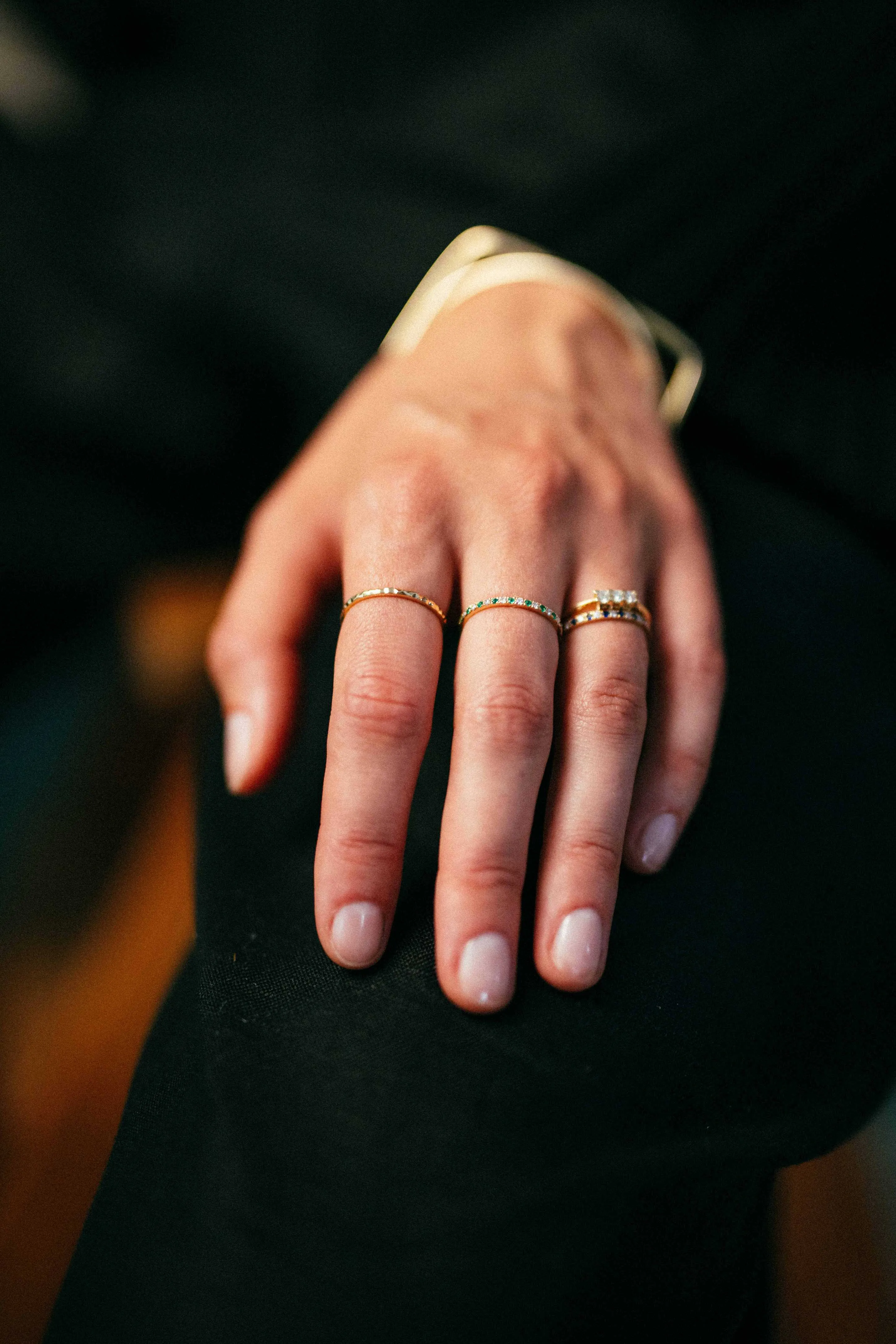 9kt Gold Hammered Stackable Ring