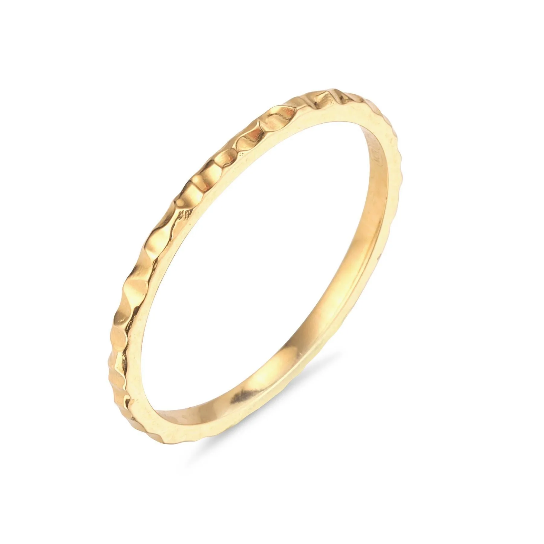 9kt Gold Hammered Stackable Ring