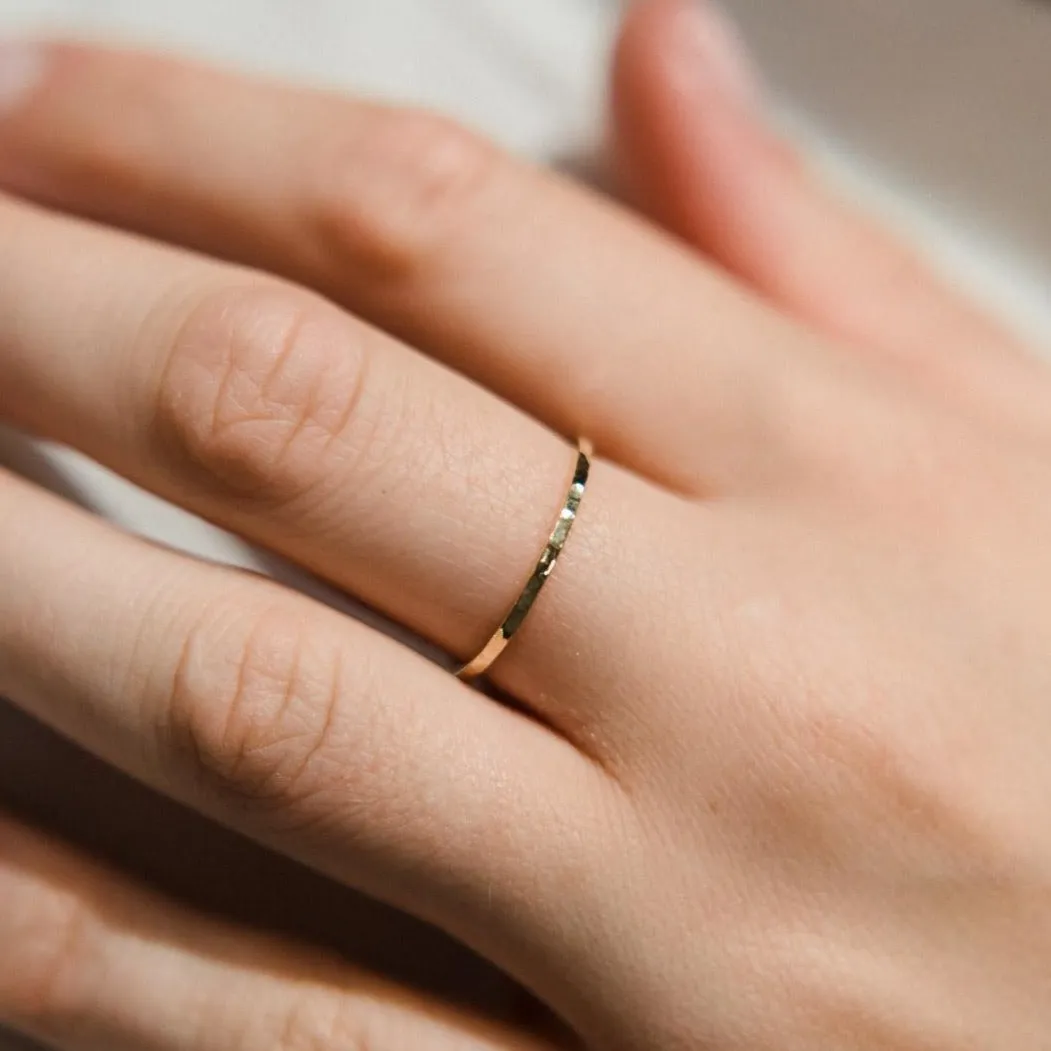 9kt Gold Hammered Stackable Ring