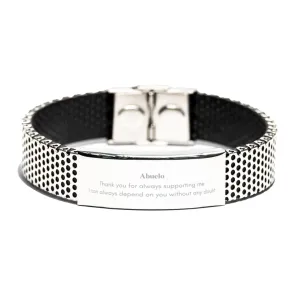 Abuelo Stainless Steel Bracelet - Thank you for supporting me with confidence and love - Perfect Gift for Grandpa on Christmas, Birthday, and Holidays