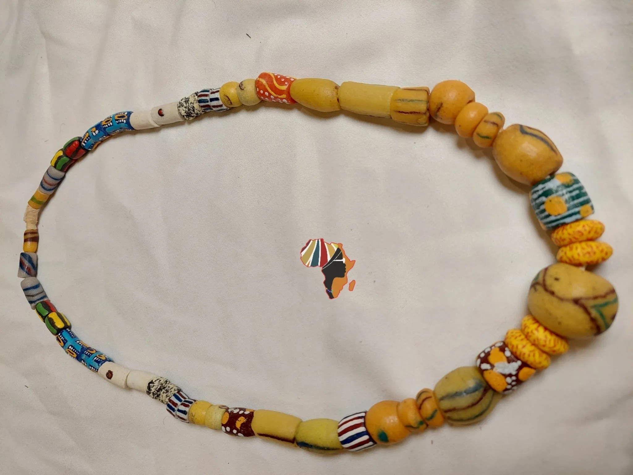 African Trade Beads Statement Necklace