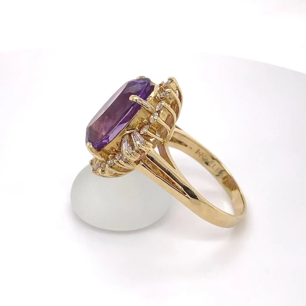 Amethyst and Diamond Ballerina Ring 14kt Yellow Gold