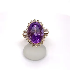 Amethyst and Diamond Ballerina Ring 14kt Yellow Gold