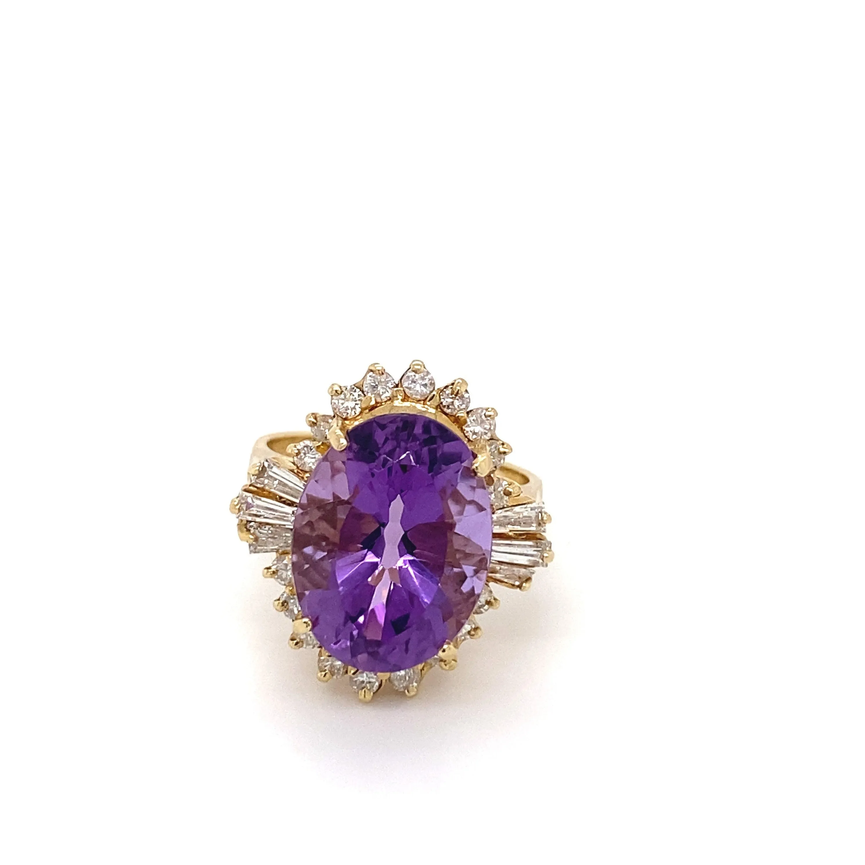 Amethyst and Diamond Ballerina Ring 14kt Yellow Gold