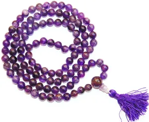 Amethyst Buddhist style mala for peace and getting rid of stress and tension (Dark Purple)