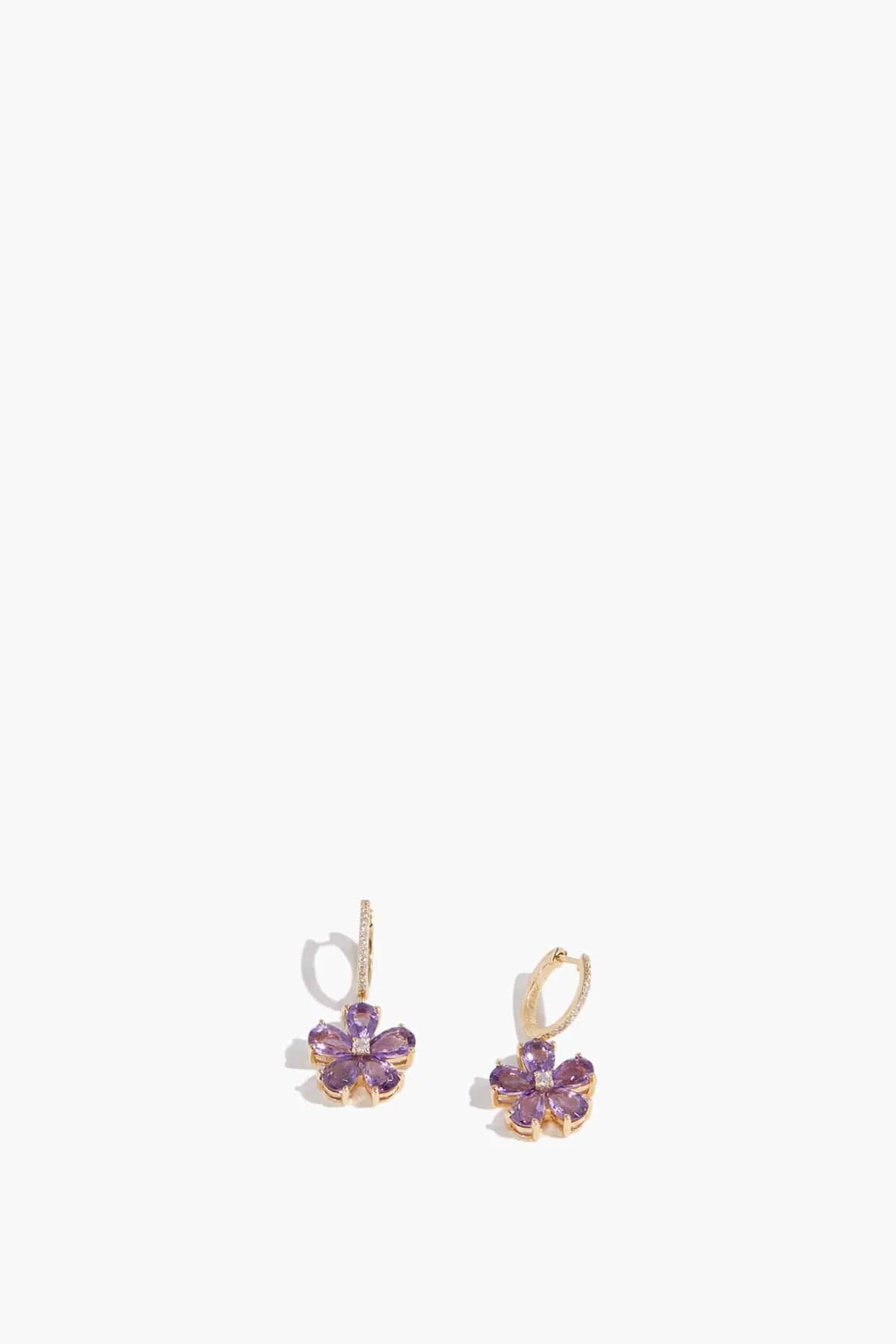 Amethyst Flower Earrings in 14k Yellow Gold