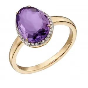 Amethyst Irregular Stone Yellow Gold Ring GR558M