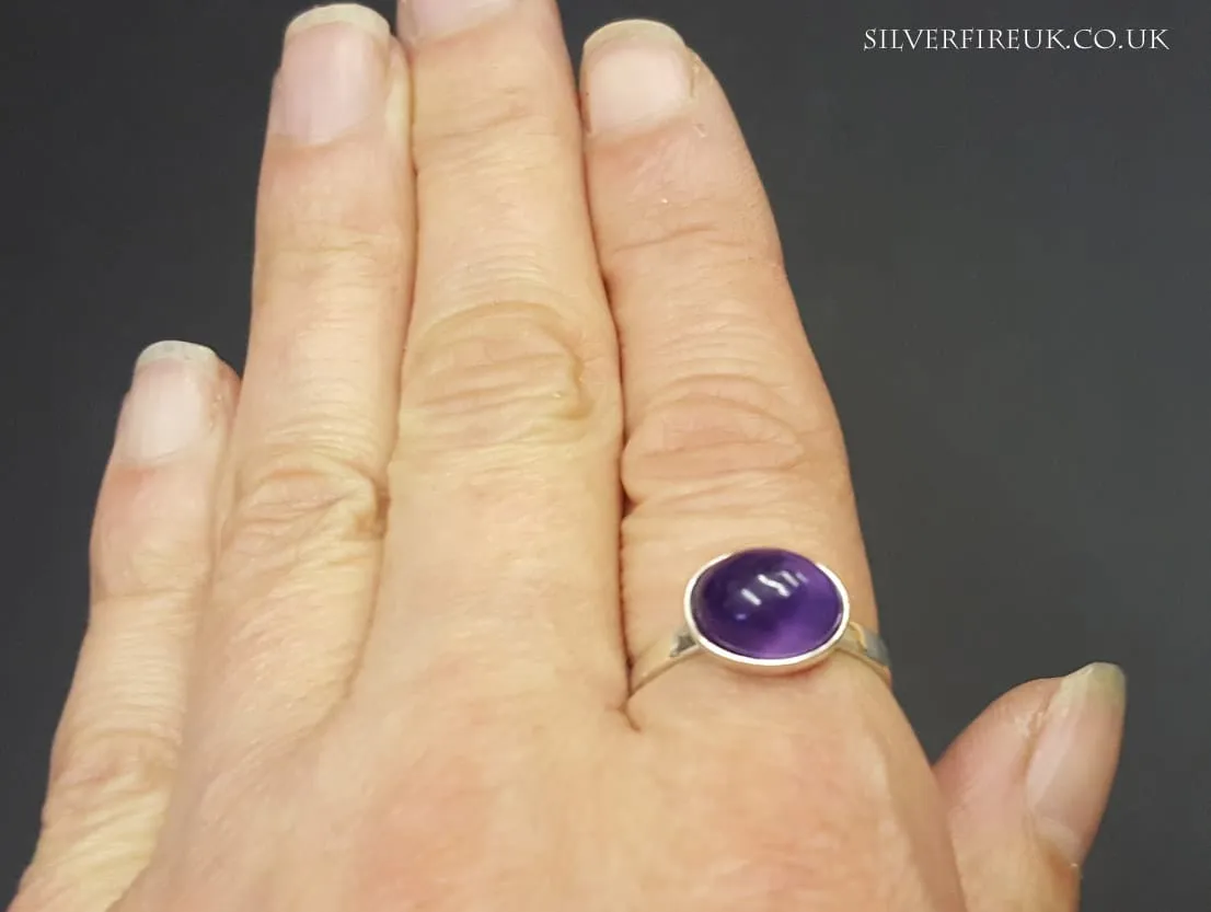 Amethyst Silver Ring - Adjustable