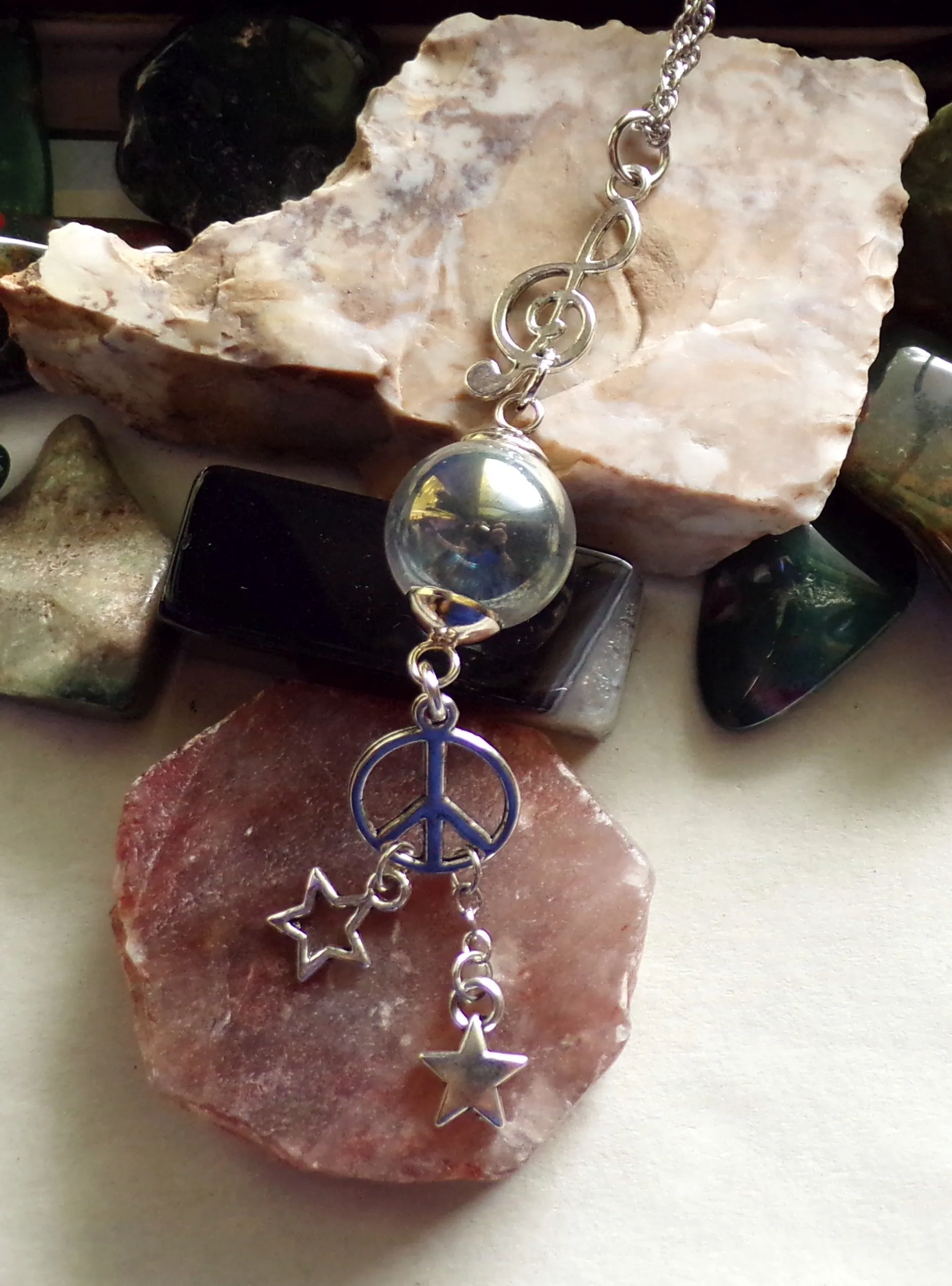 Angel Aura Quartz Crystal Ball Musical Peace Necklace