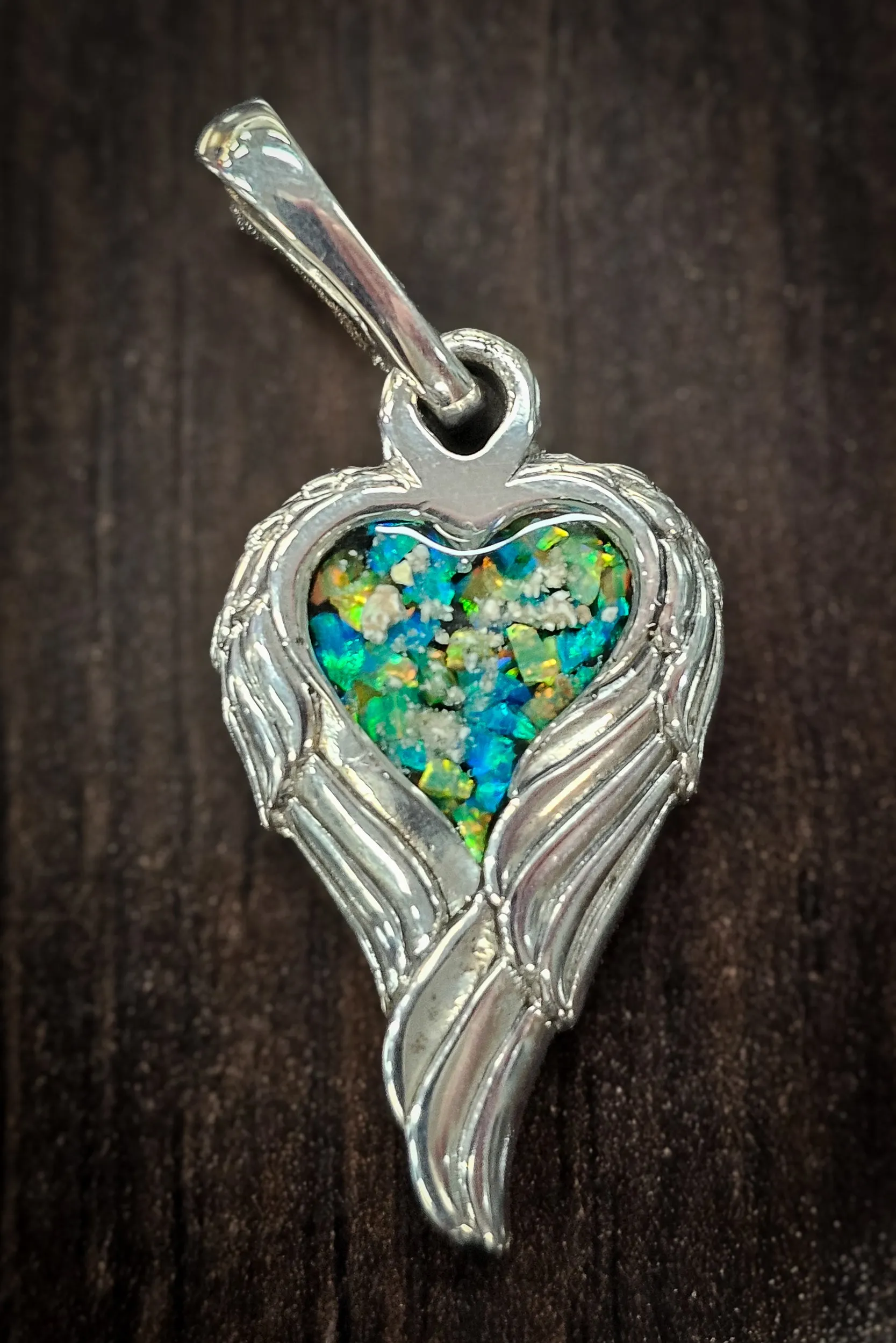 Angel Wing Heart Pendant  - Engravable