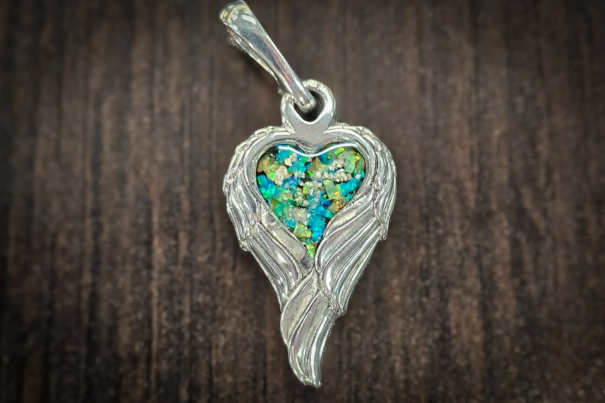 Angel Wing Heart Pendant  - Engravable