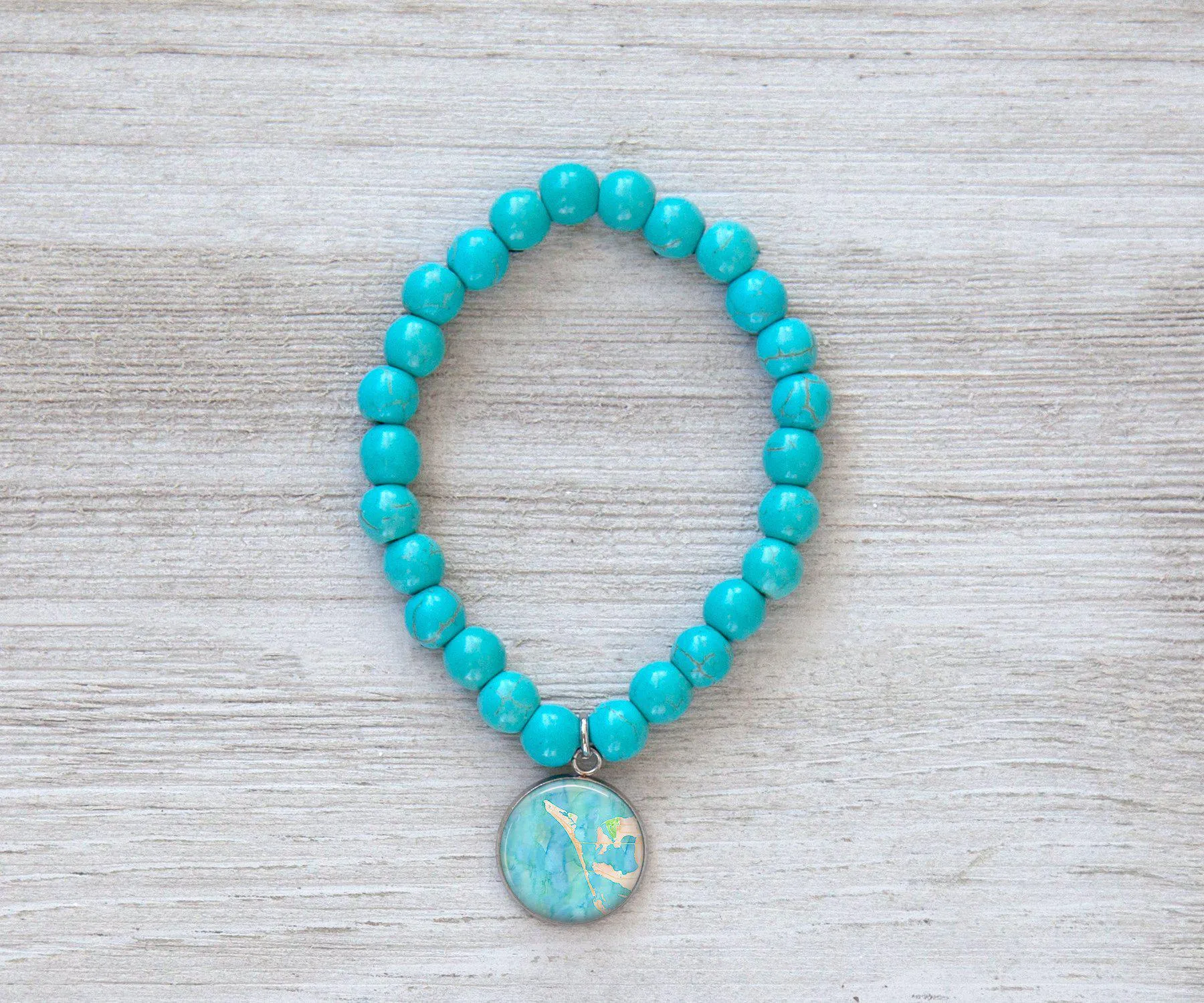 Anna Maria Island Watercolor Turquoise Beaded Bracelet | Handmade Jewelry