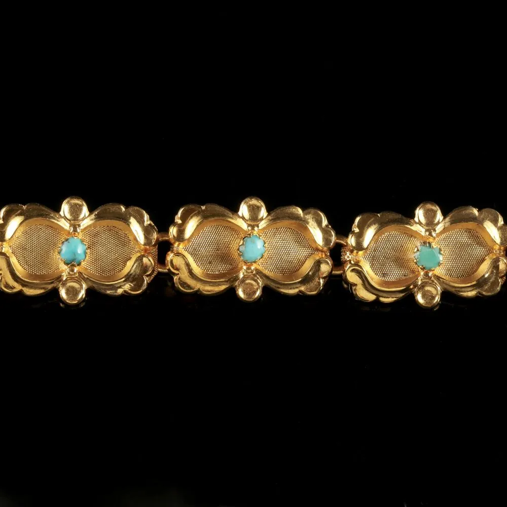 Antique Victorian Turquoise Bracelet Silver 18ct Gold Gilt